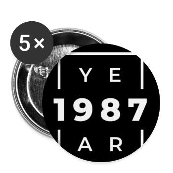 Design Anniversaire 1987 Minimaliste - Lot de 5 grands badges (56 mm) - blanc - Devant
