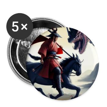 Samouraï avec Cheval Samouraï sur Cheval Japon Asie - Lot de 5 grands badges (56 mm) - blanc - Devant