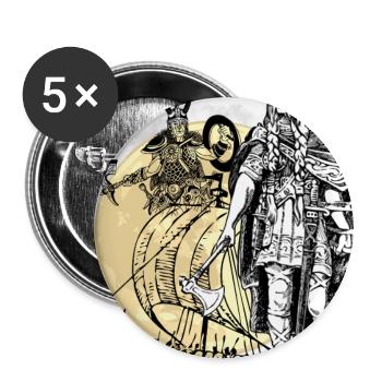 Retro Vikings Dragon Boat Moonlight Illustration - Buttons large 2.2''/56 mm (5-pack) - white - Front