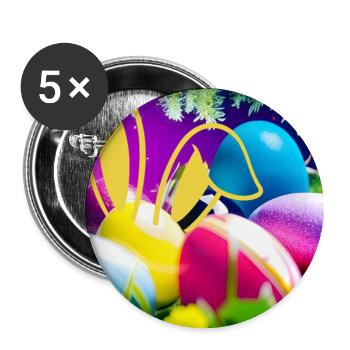 Ostereier mit Bunny-Umriss Hasenohren - Buttons groß 56 mm (5er Pack) - Weiß - Vorne