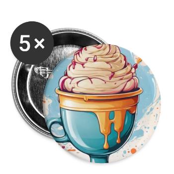 Eisbecher Sommer - Buttons groß 56 mm (5er Pack) - Weiß - Vorne