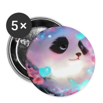 Panda Bild - Buttons groß 56 mm (5er Pack) - Weiß - Vorne
