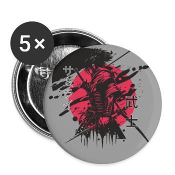 Red and black samurai - Buttons groß 56 mm (5er Pack) - Weiß - Vorne