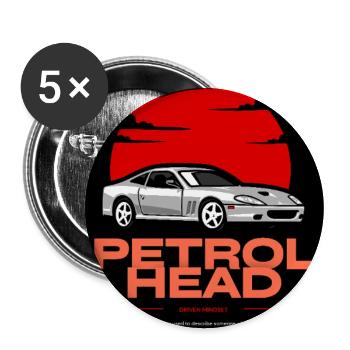 Petrol Head Sportwagen Retro Vintage Classic Race - Buttons groß 56 mm (5er Pack) - Weiß - Vorne