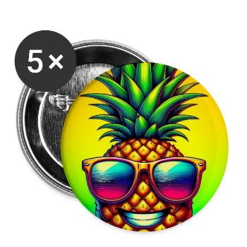 Ananas - Lot de 5 grands badges (56 mm) - blanc - Devant