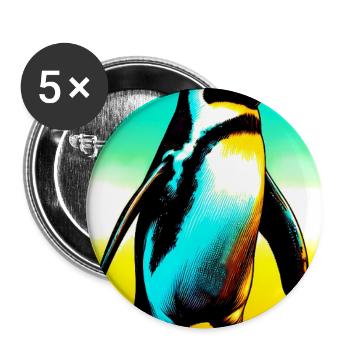 pingouin - Lot de 5 grands badges (56 mm) - blanc - Devant