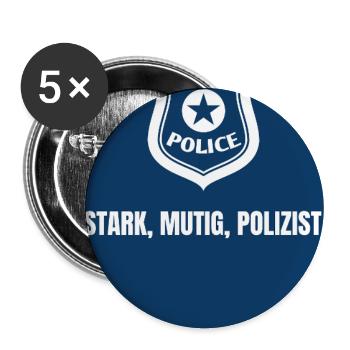T-Shirt Polizei - Buttons groß 56 mm (5er Pack) - Weiß - Vorne