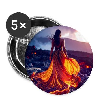 Feuerähnliches Kleid auf Lavafeld - Buttons groß 56 mm (5er Pack) - Weiß - Vorne