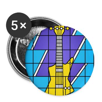 Buntglasgelbe E-Gitarre - Buttons groß 56 mm (5er Pack) - Weiß - Vorne