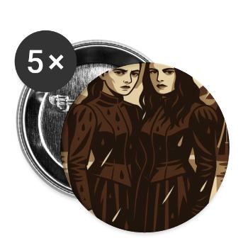 Two women in the rain vintage style - Buttons large 2.2''/56 mm (5-pack) - white - Front