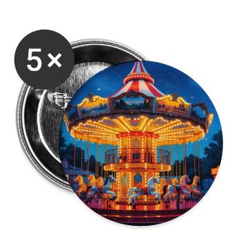 Night carousel in the glow of lights - Buttons large 2.2''/56 mm (5-pack) - white - Front