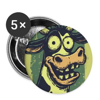 Grotesque Cow Comic Caricatures - Buttons large 2.2''/56 mm (5-pack) - white - Front