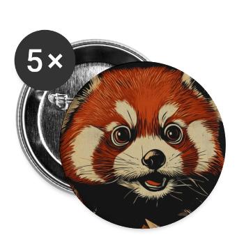 Red Panda in the Autumn Forest - Buttons large 2.2''/56 mm (5-pack) - white - Front
