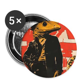 Dino Gecko Punk with Graffiti - Buttons large 2.2''/56 mm (5-pack) - white - Front