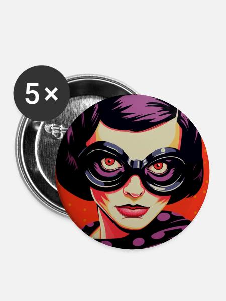 PopArt-Goggles Diva - Buttons groß 56 mm (5er Pack) - Weiß