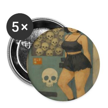 Automate du Crâne Gothique - Lot de 5 grands badges (56 mm) - blanc - Devant