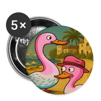 Ducks and Geese Traveling Poster - Buttons large 2.2''/56 mm (5-pack) - white - Front