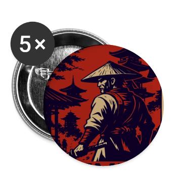Red Samurai Stamp of Honor - Buttons large 2.2''/56 mm (5-pack) - white - Front