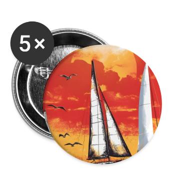 Sunset with sailboat - Buttons large 2.2''/56 mm (5-pack) - white - Front