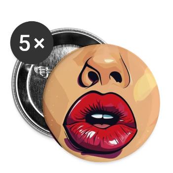 PopArt Lips Power Women Portrait - Lot de 5 grands badges (56 mm) - blanc - Devant