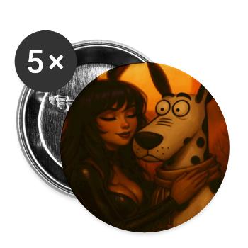 Nuit de lune avec la femme lapin et le chien de dessin animé - Lot de 5 grands badges (56 mm) - blanc - Devant