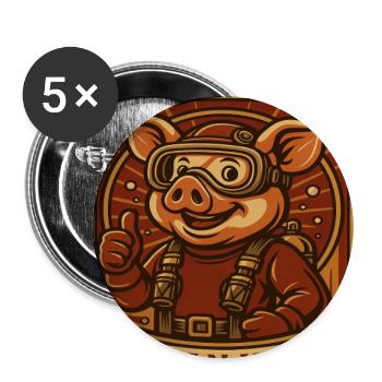 Ozean Schwein Taucher - Buttons groß 56 mm (5er Pack) - Weiß - Vorne