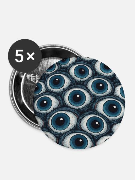 Augen  Muster - Buttons groß 56 mm (5er Pack) - Weiß