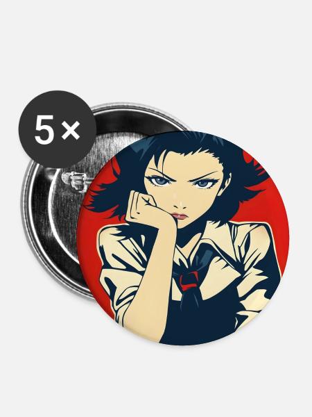 Schuluniform-Mangaheldin - Buttons groß 56 mm (5er Pack) - Weiß