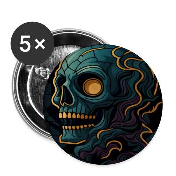 Glas Fenster Totenkopf - Buttons groß 56 mm (5er Pack) - Weiß - Vorne
