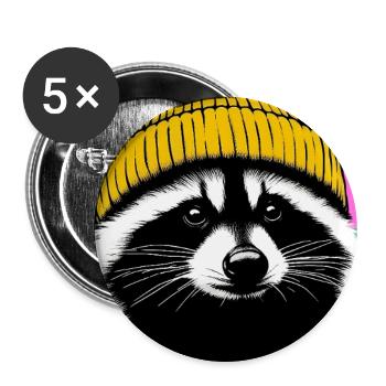 Raccoon - Buttons large 2.2''/56 mm (5-pack) - white - Front