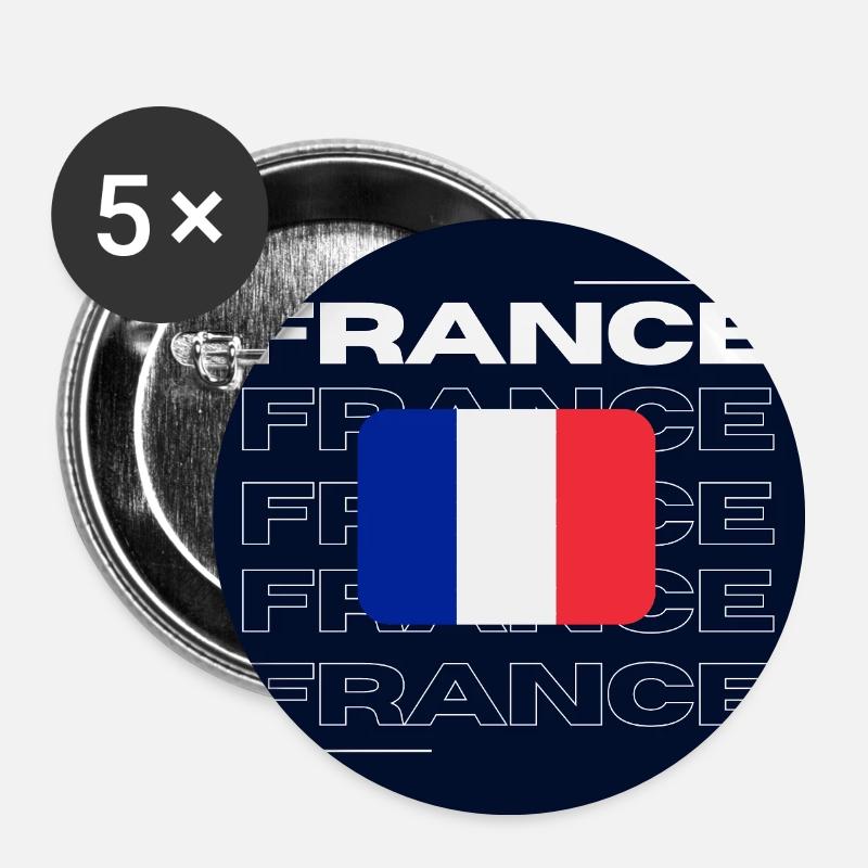Frankreich - Buttons groß 56 mm (5er Pack) - Weiß