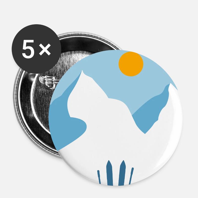 Feeling Pisteful Alpine Ski - Buttons large 2.2''/56 mm (5-pack) - white