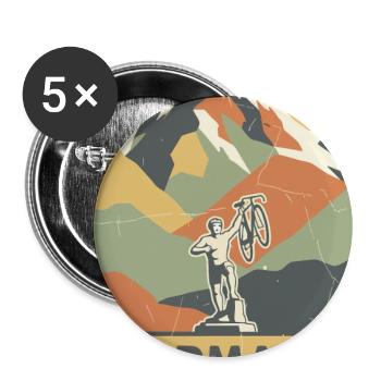 Alpinisme cycliste du Col du Tourmalet Pyrénées Art - Lot de 5 grands badges (56 mm) - blanc - Devant