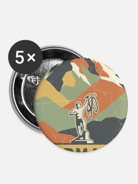 Col du Tourmalet Pyrenäen Radfahrkunst - Buttons groß 56 mm (5er Pack) - Weiß