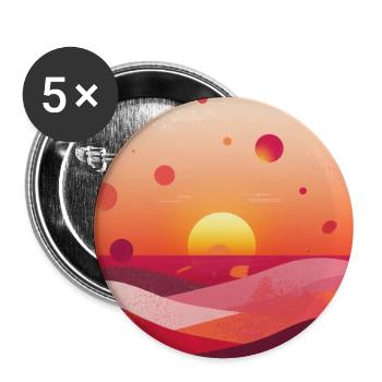 Sonnenuntergang am Meer - Buttons groß 56 mm (5er Pack) - Weiß - Vorne