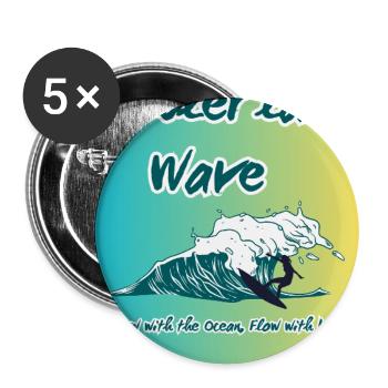 Teal_Illustrated_Wave - Lot de 5 grands badges (56 mm) - blanc - Devant