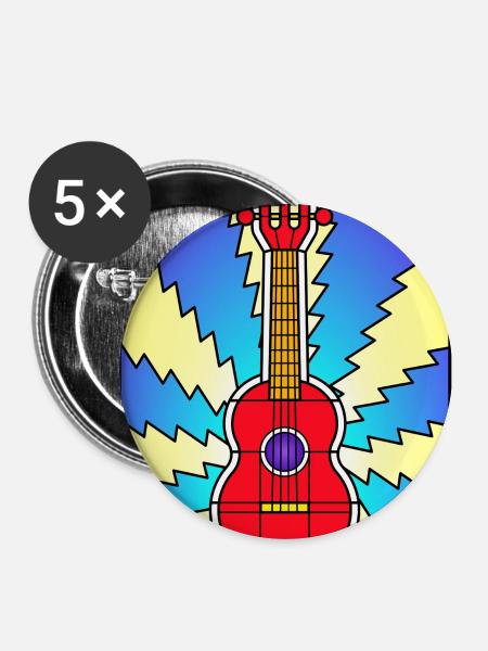 Buntglas-Akustikgitarre - Buttons groß 56 mm (5er Pack) - Weiß