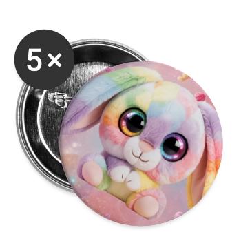 Rainbow cuddly bunny in the magic room - Buttons large 2.2''/56 mm (5-pack) - white - Front