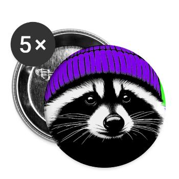 Raccoon - Buttons large 2.2''/56 mm (5-pack) - white - Front