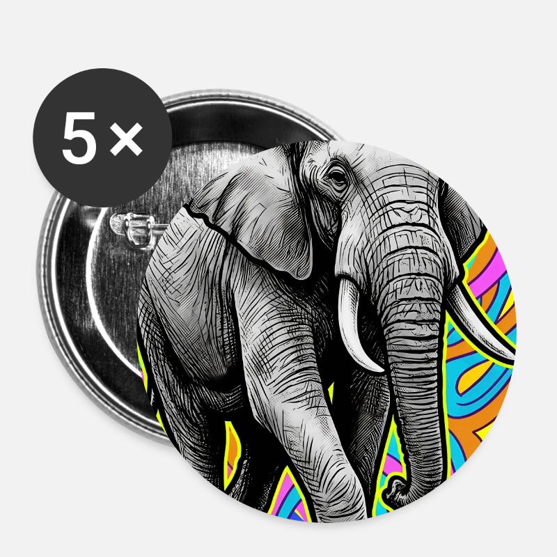 elephant - Buttons large 2.2''/56 mm (5-pack) - white
