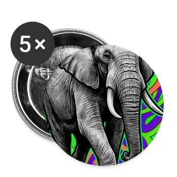 éléphant - Lot de 5 grands badges (56 mm) - blanc - Devant