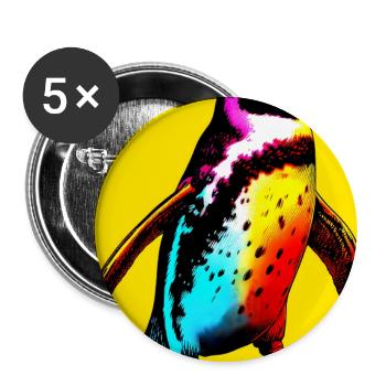 pingouin - Lot de 5 grands badges (56 mm) - blanc - Devant