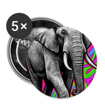 Elefant - Buttons groß 56 mm (5er Pack) - Weiß - Vorne