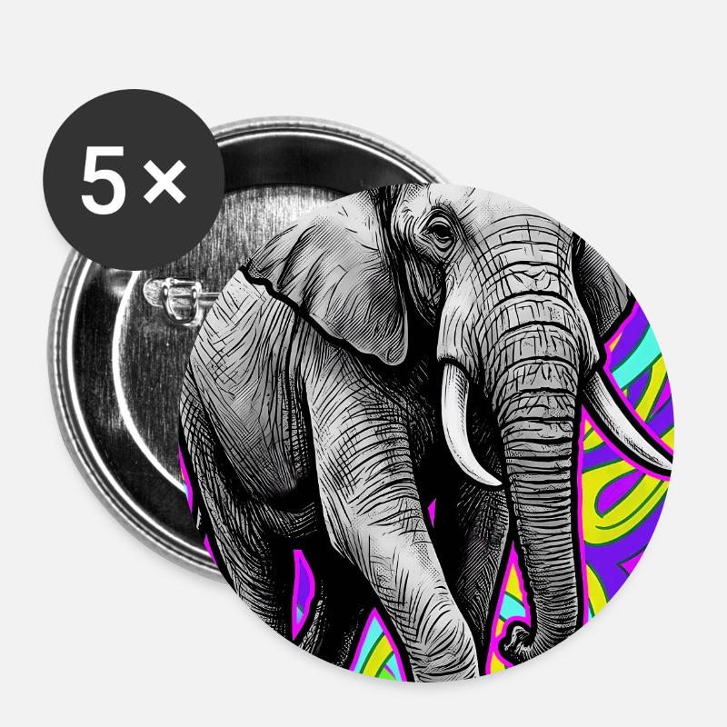 elephant - Buttons large 2.2''/56 mm (5-pack) - white