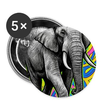 éléphant - Lot de 5 grands badges (56 mm) - blanc - Devant