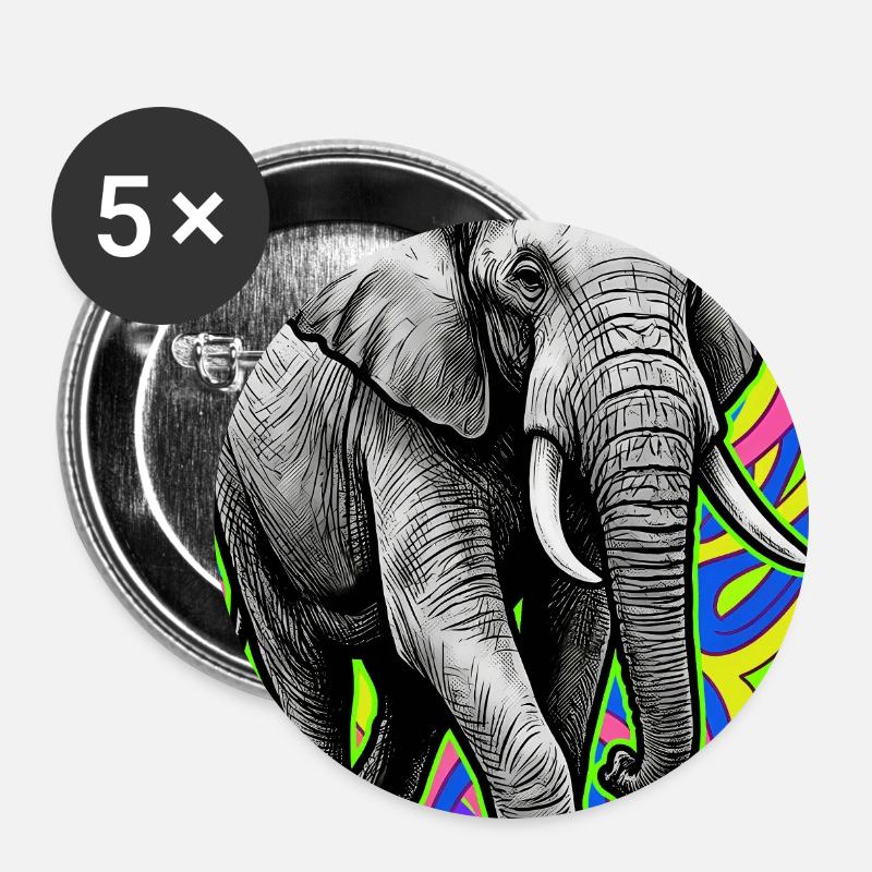 elephant - Buttons large 2.2''/56 mm (5-pack) - white