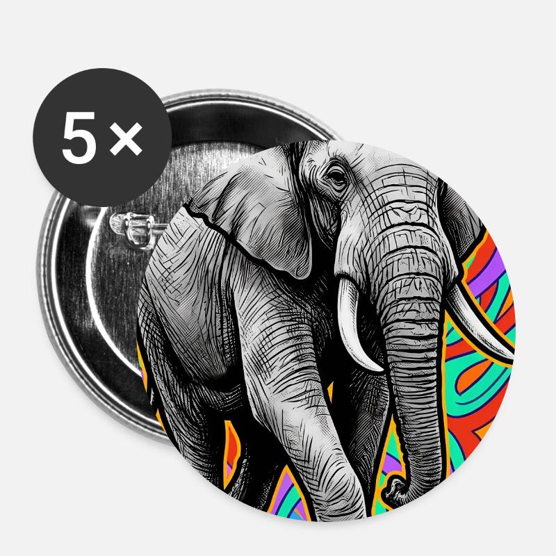 elephant - Buttons large 2.2''/56 mm (5-pack) - white