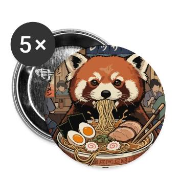 Red Panda Ramen Feast - Buttons large 2.2''/56 mm (5-pack) - white - Front