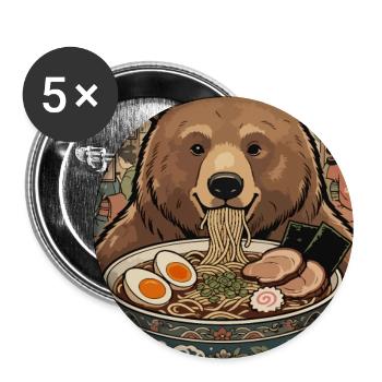Bear Ramen Feast Ukiyo-e - Buttons large 2.2''/56 mm (5-pack) - white - Front