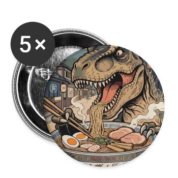 Ramen Roar: Dino, T-Rex in Ukiyo Street - Buttons large 2.2''/56 mm (5-pack) - white - Front